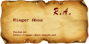 Rieger Absa névjegykártya